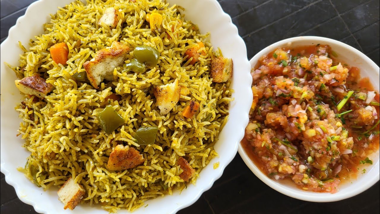Palak  Rice with tomato salsa || One pot rice recipes || Rice recipes ||Quick and Easy recipe ||