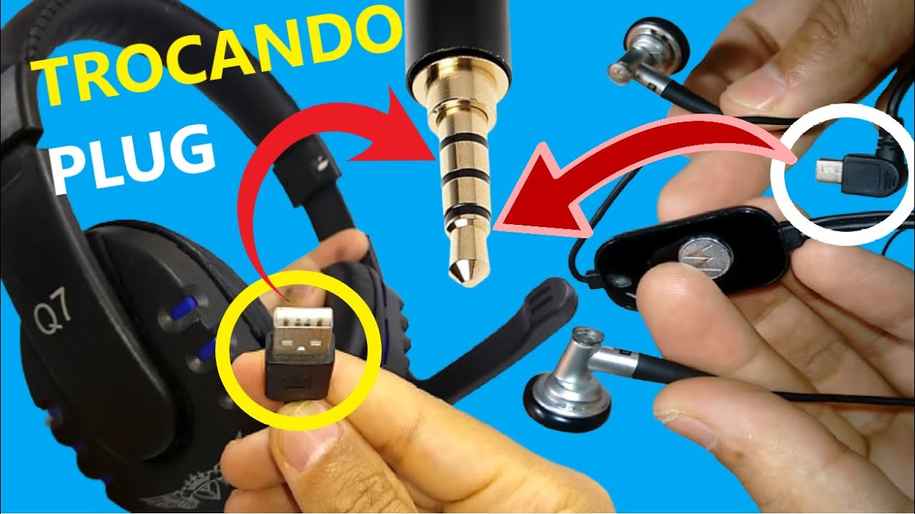 Como transformar fone de ouvido  USB em p2 / p3 - Headphone / Hedset - Trocando plug