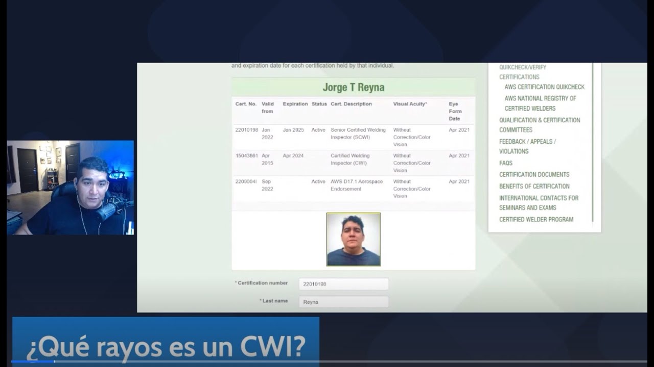 Proceso para certificarse como CWI Certified Welding Inspector, AWS