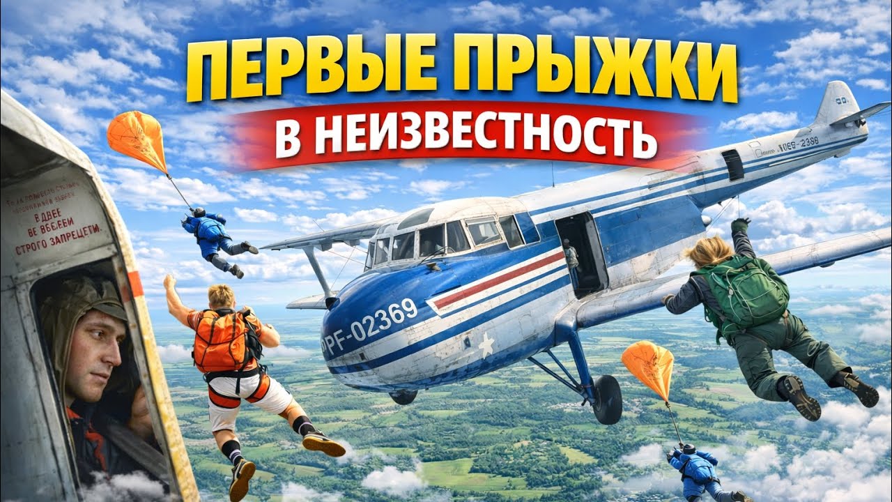 Видео про первые прыжки на кукурузниках и с управляемым 