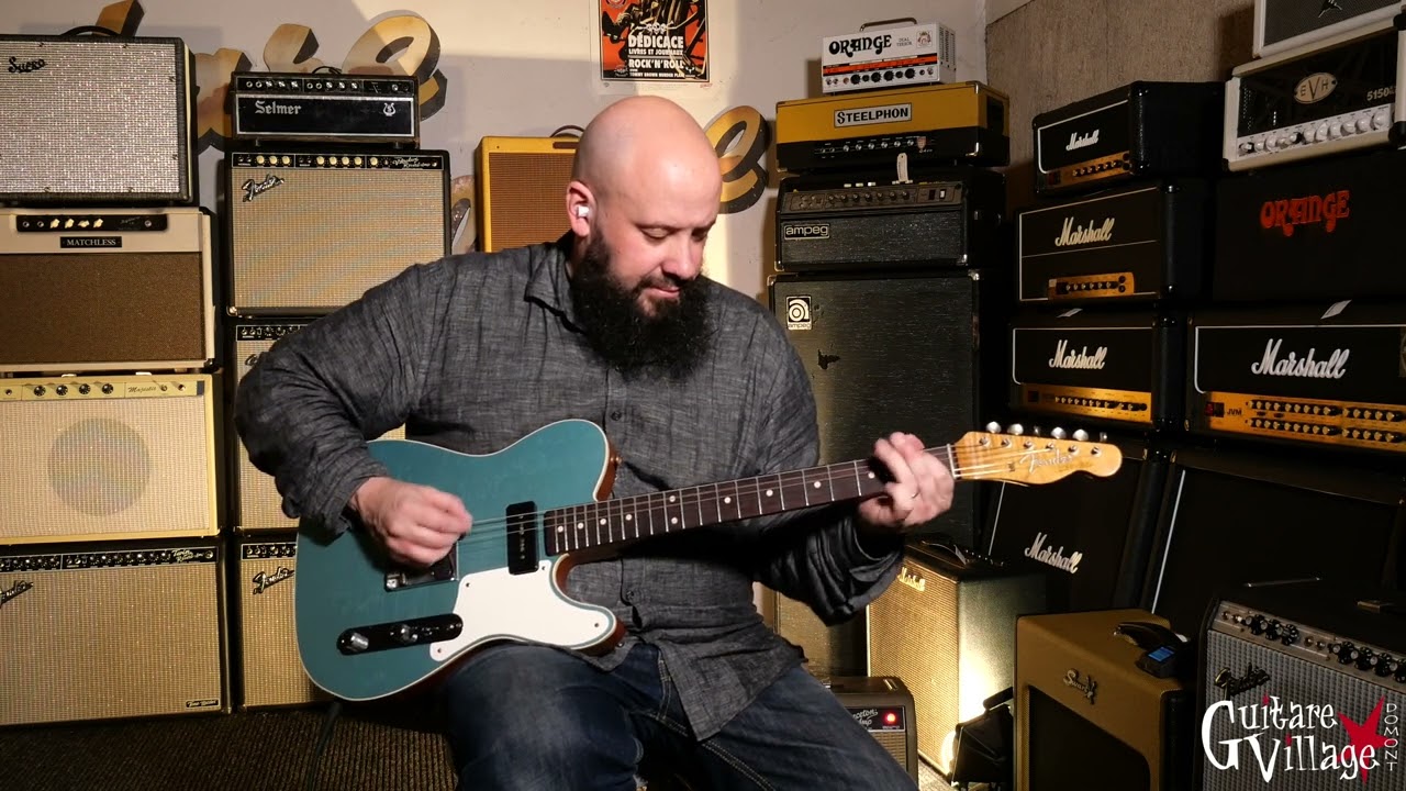 Fender CS Tele Mahogany P90 Aged Teal Green Metallic - Guitare Village