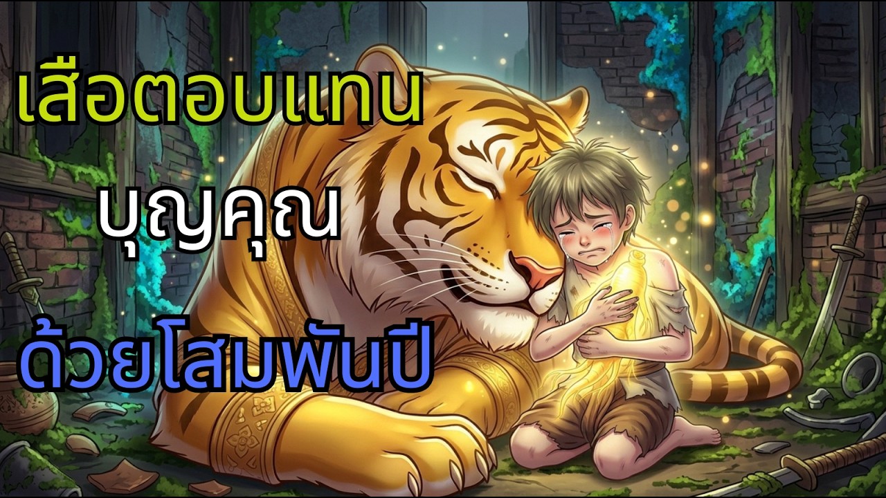 เด็กชายกำพร้าที่อาศัยอยู่ในบ้านร้างช่วยเสือที่ประสบภัย และได้รับการตอบแทนด้วยโสมพันปี