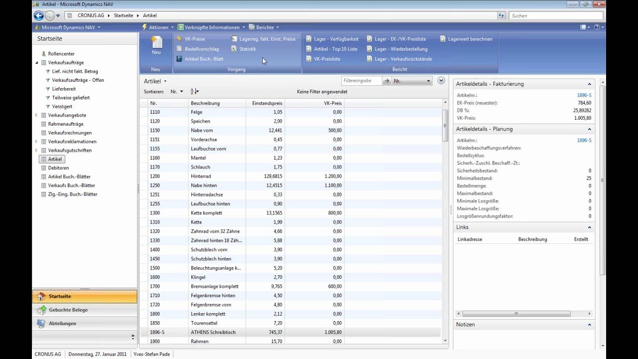 Teil 2 Microsoft Dynamics NAV - Navision - Warenwirtschaft im innovativen Rollenspiel