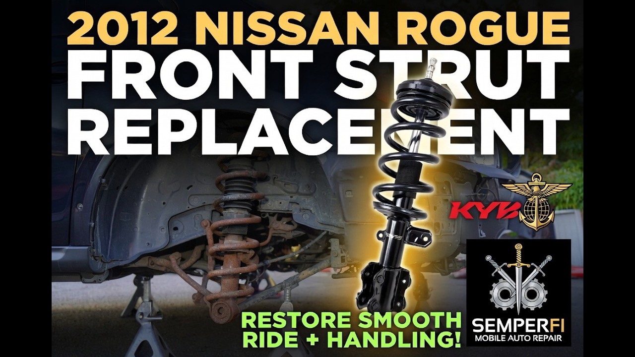 Замена передней стойки амортизатора на Nissan Rogue 2012 года.