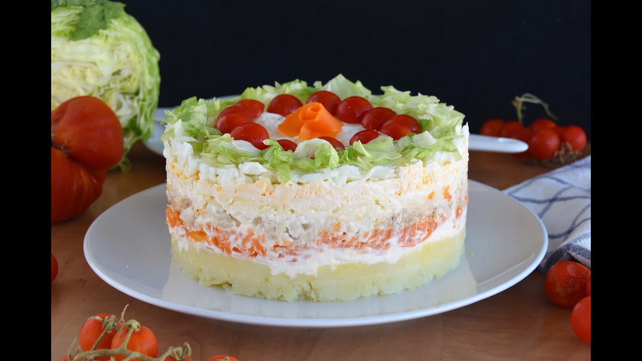 Ensalada mimosa o tarta salada mimosa