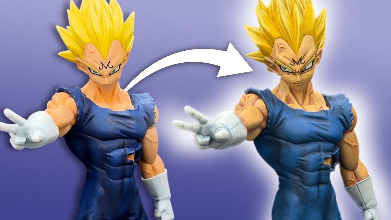 Repainting MAJIN VEGETA for my cousins! FIXING this figure's CRAZY EYELINER!