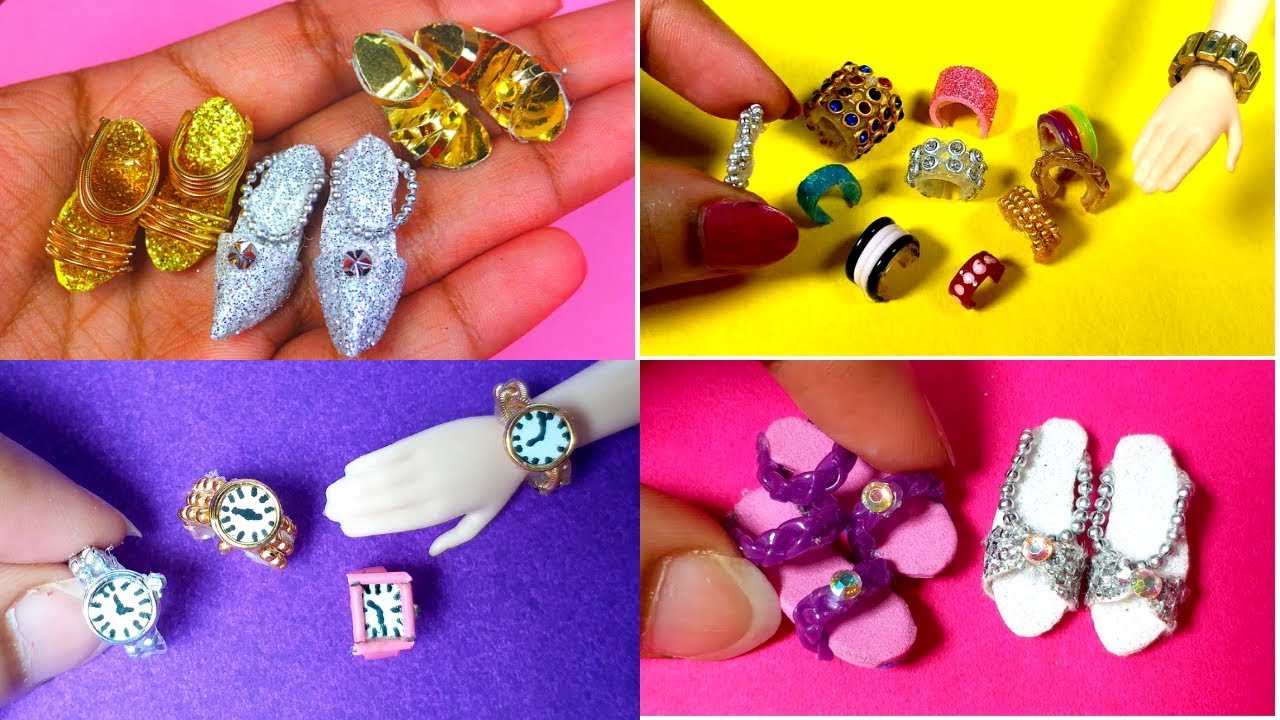 Cute Doll Miniature Watch, Sandals and Shoes (Best Doll miniatures DIY EASY)!