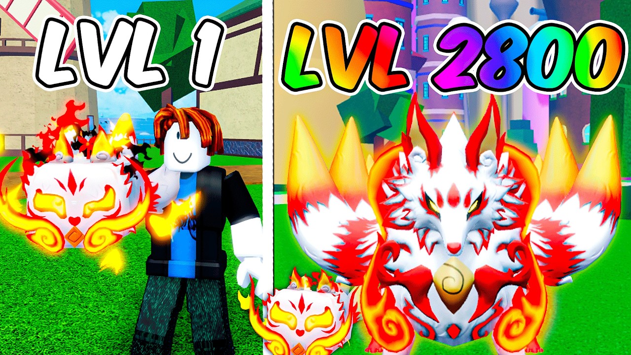 UPEI DO 1 AO 2800 COM A EMPYREN KITSUNE no BLOX FRUITS!!