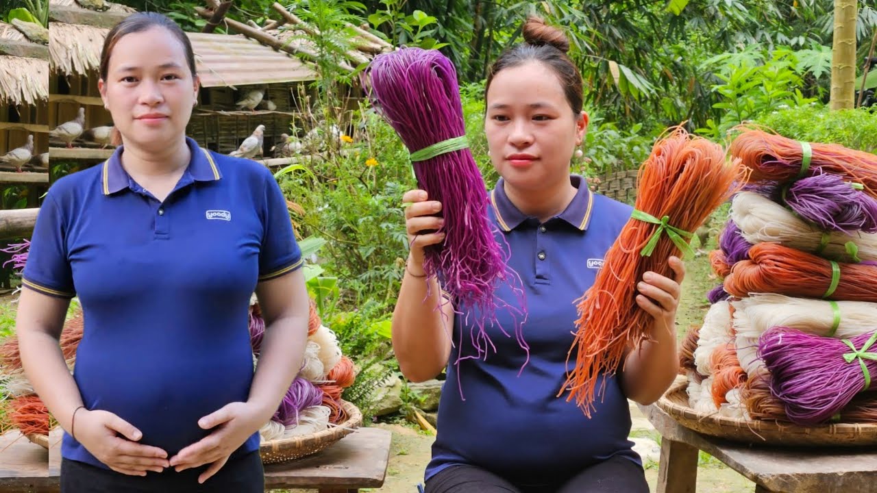 Bring Colored Noodles Goes To Market Sell - Gardening - Peanut Planting - Ly Thi Ca