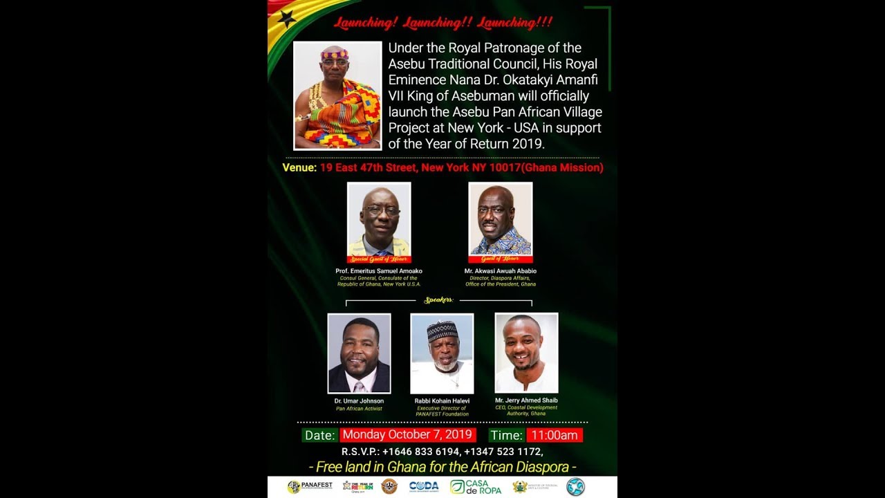Free Land For African Diaspora | Invitation To Asebu Pan African Village Launch,New York