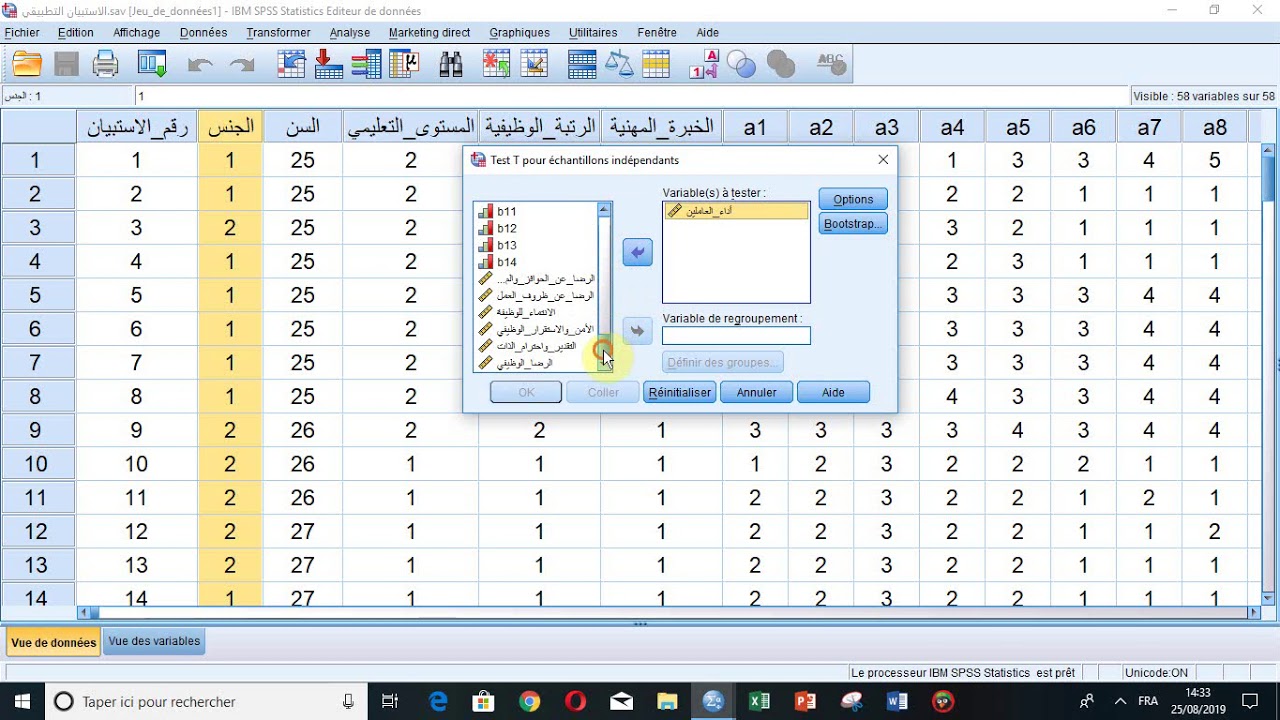 اختبار ت T test باستخدام SPSS