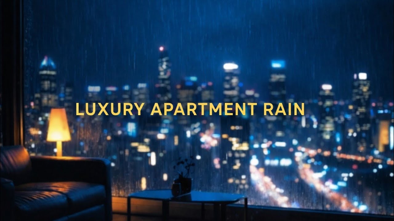 Rain on Penthouse Window in NYC | 2 Hours for Sleep #rain #relax #usa #america #cozynights #thunders