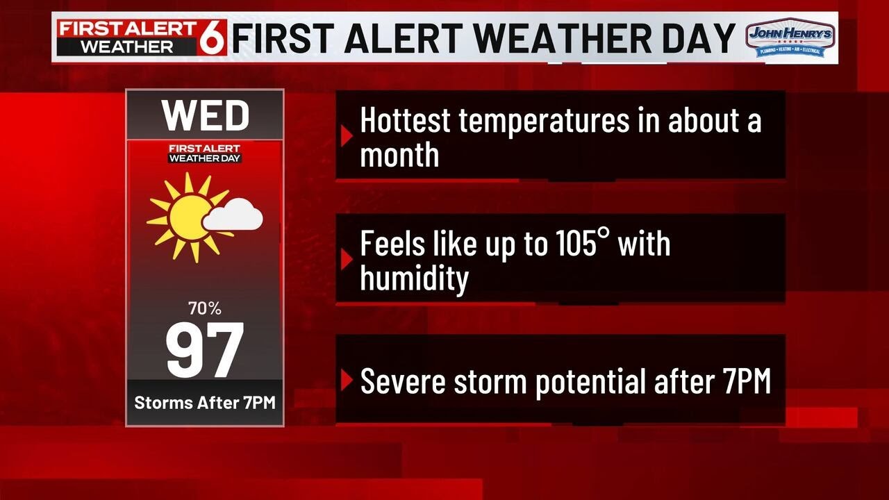 Jade's First Alert 6 Weather Day Forecast
