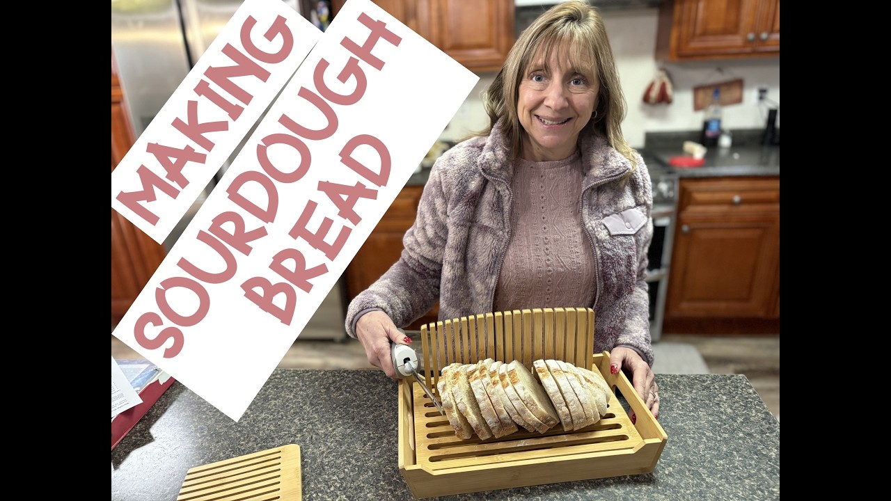 Mrs. Ready Eddie sharing a sourdough bread recipe from feeding the starter, to baking.