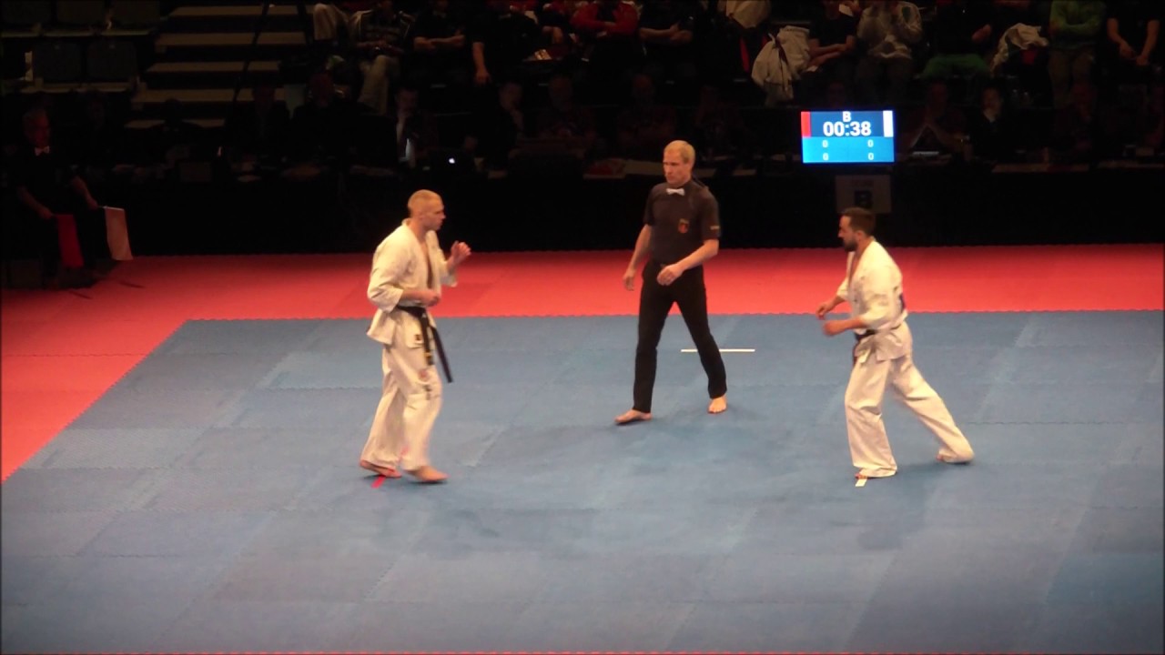 EC2017 Kumite Men 75 85 kg Finale Valdemaras Gudauskas Lithuania AKA Vs Marius Ilas Romania SHIRO