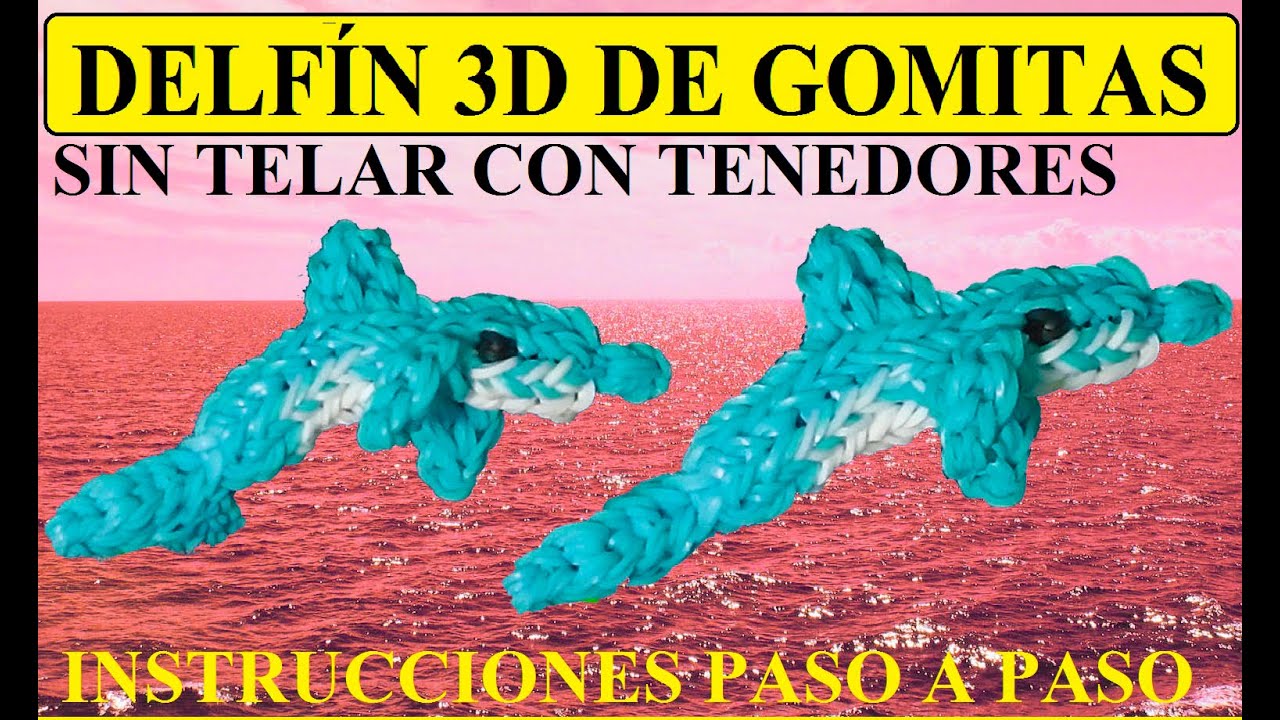 COMO HACER UN DELFÍN 3D DE GOMITAS SIN TELAR, CON TENEDORES, TUTORIAL