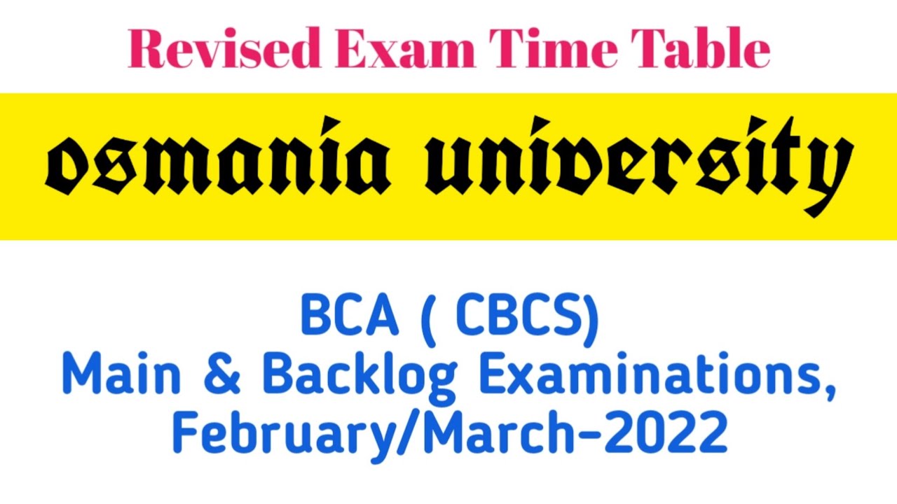 Revised Exam Time Table | BCA | OU