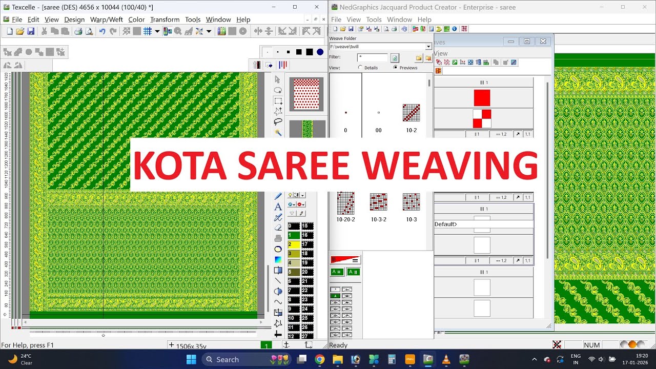 Kota Saree FULL Design video With WEAVING | Rapier jacquard Design | polyester jacquard saree design
