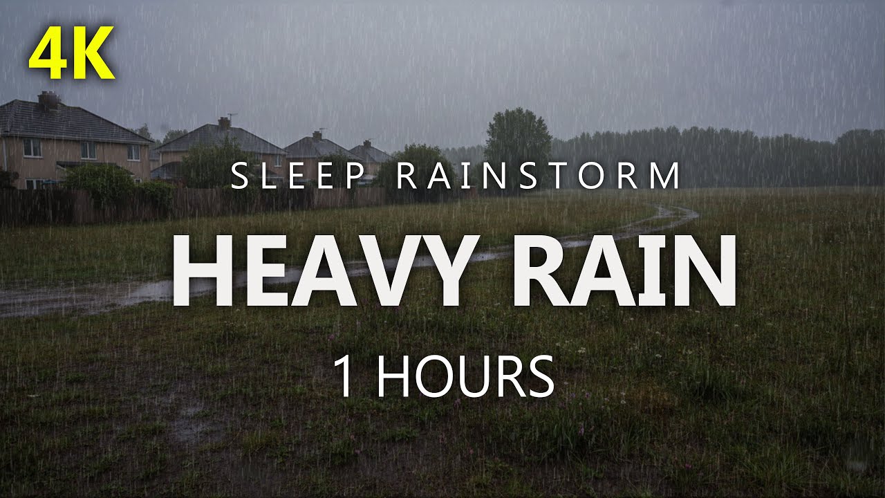 Heavy Rain on the Grassy Road in the Suburbs for a Good Night’s Sleep