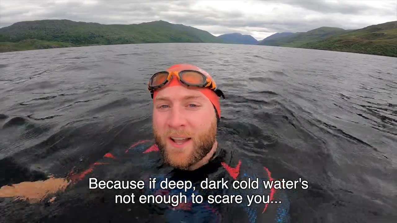 Deepest swim in Britain. 310m of Loch M&ograve;rar below me.