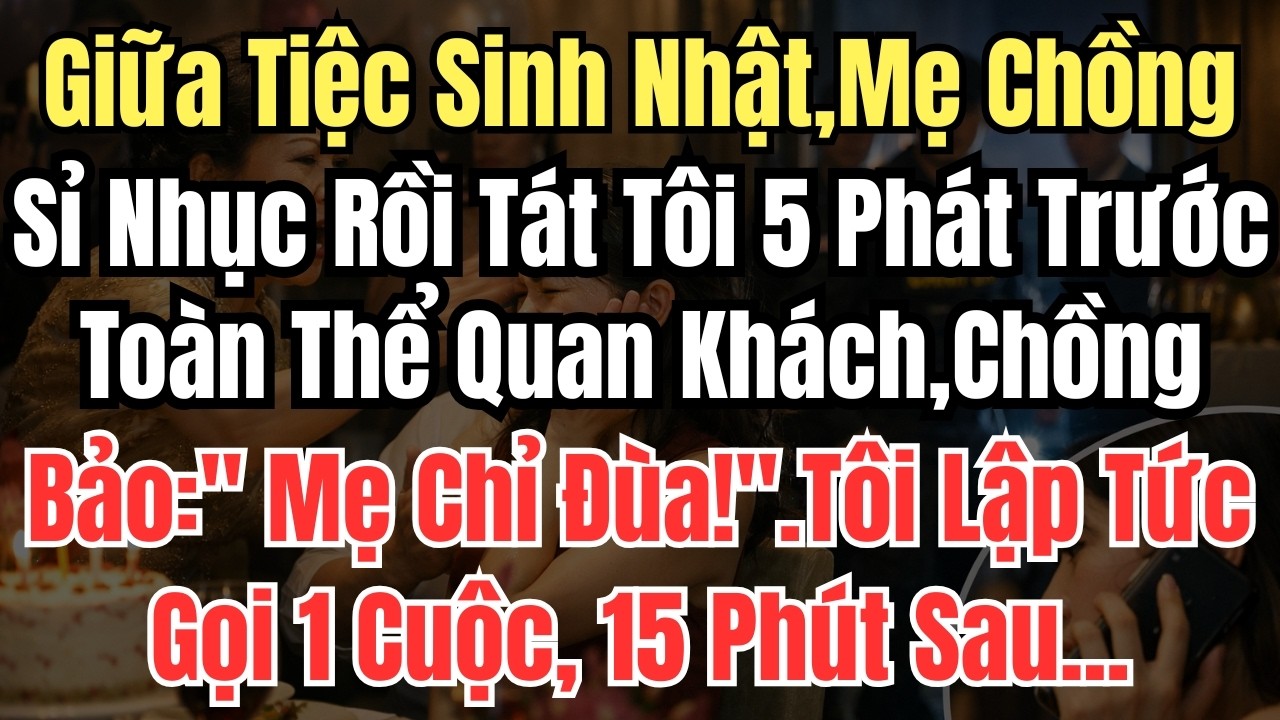 Giữa Tiệc Sinh Nhật,Mẹ Chồng Sỉ Nhục Rồi Tát Tôi 5 Phát Trước Toàn Thể Quan Khách,Chồng Bảo 