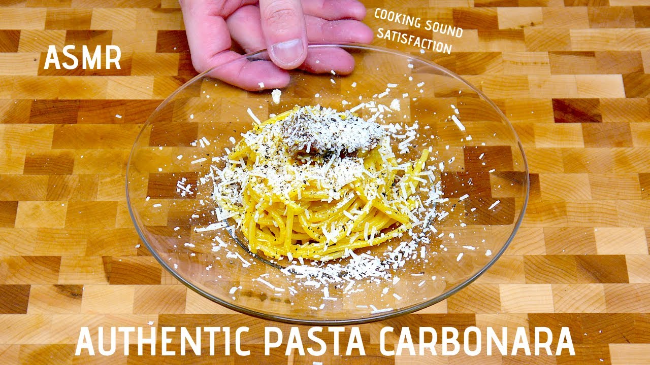 ASMR - AUTHENTIC PASTA CARBONARA - ASMR COOKING SOUNDS ONLY