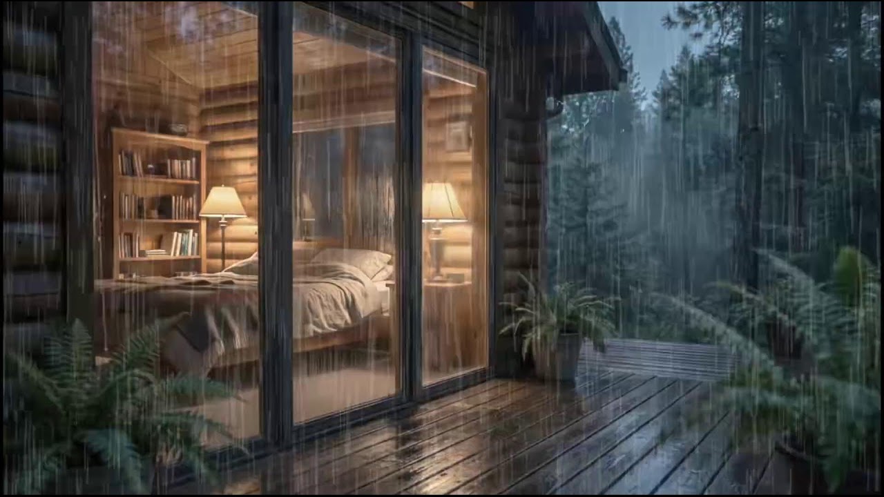Quiet Rainy Forest Cabin 🌲 | Slow rain ambience with natural rain sounds for night relaxation