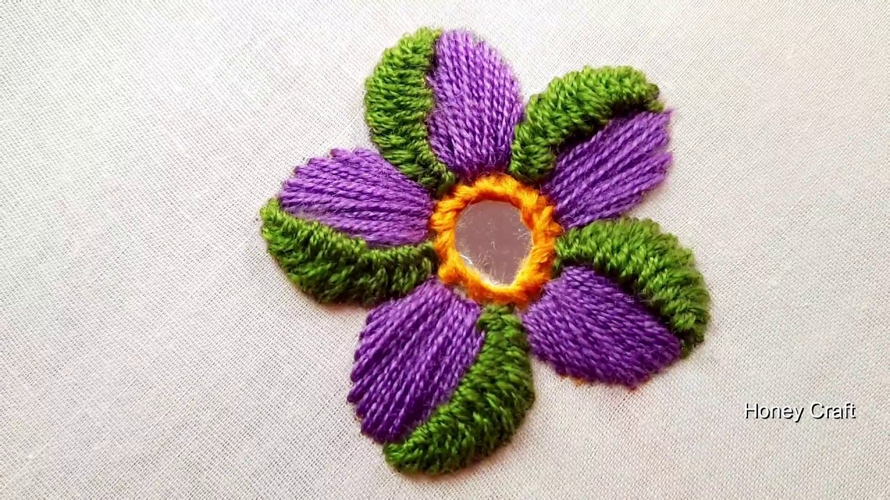 Hand embroidery mirror flower design | Mirror design