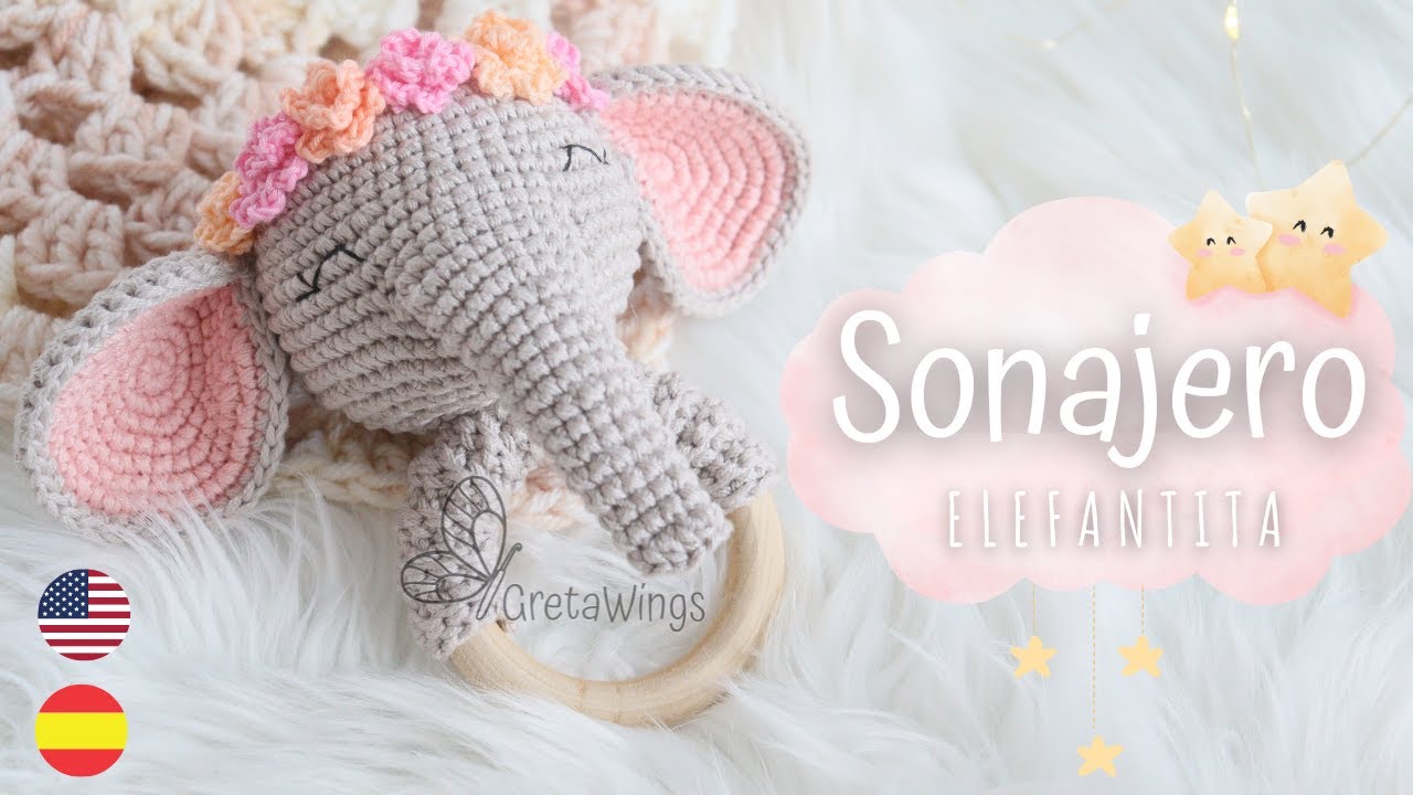 Sonajero elefante Amigurumi Tutorial Paso a Paso Sub 🇺🇸🇪🇸/ GretaWings