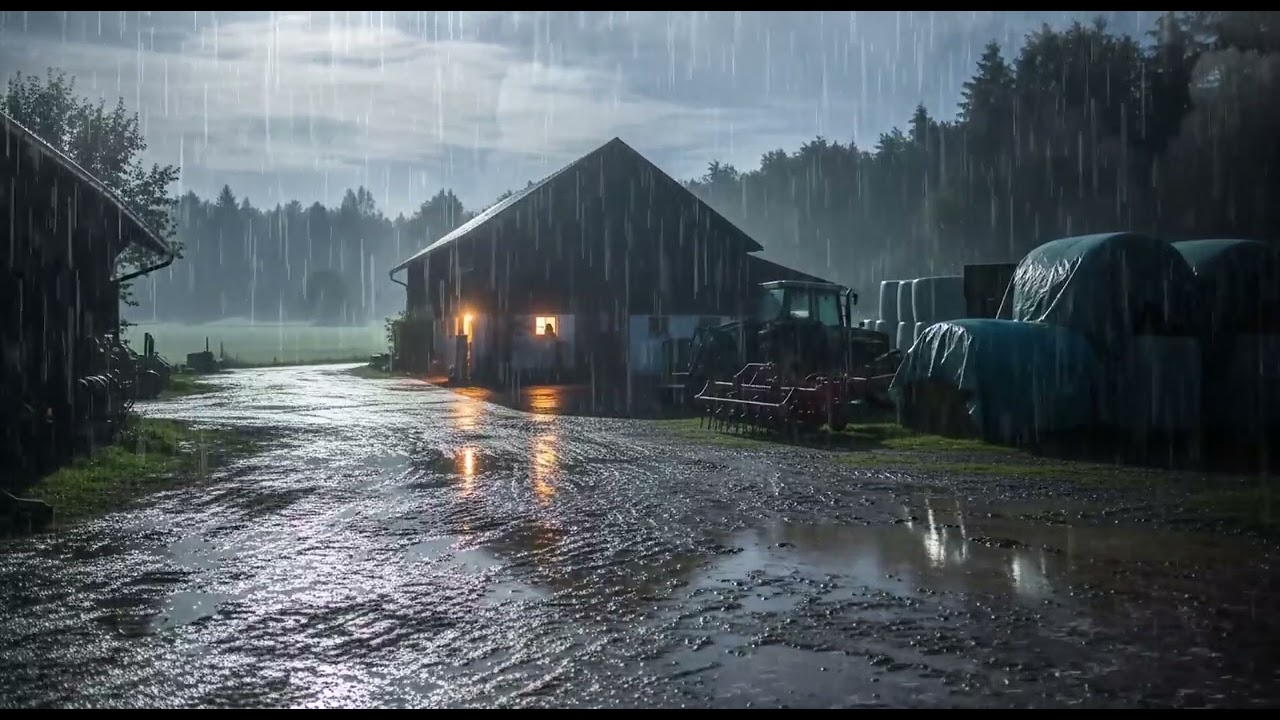 Quiet Relax Waves ⚡ Strong Rainstorm & Thunder