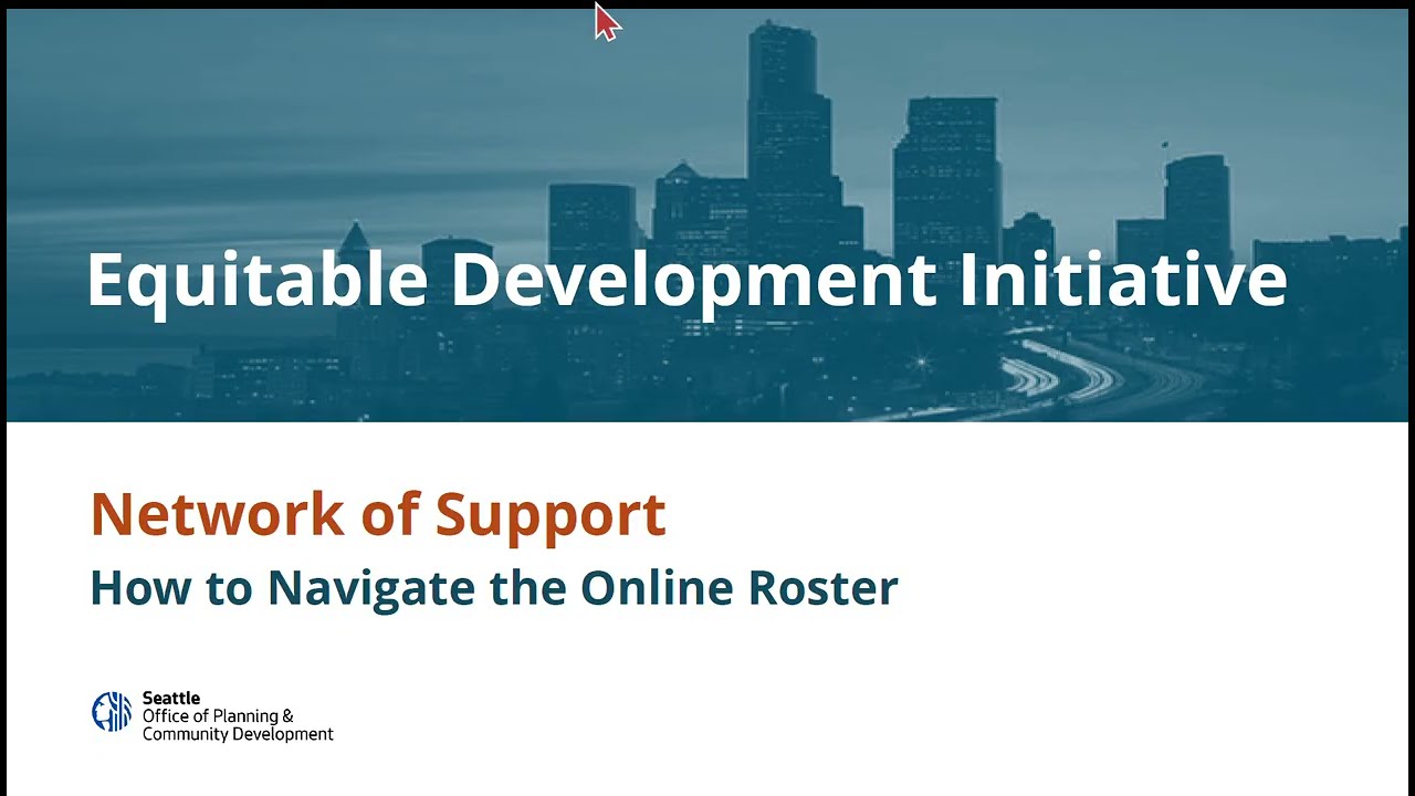 How to Use the Equitable Development Network of Support Roster
