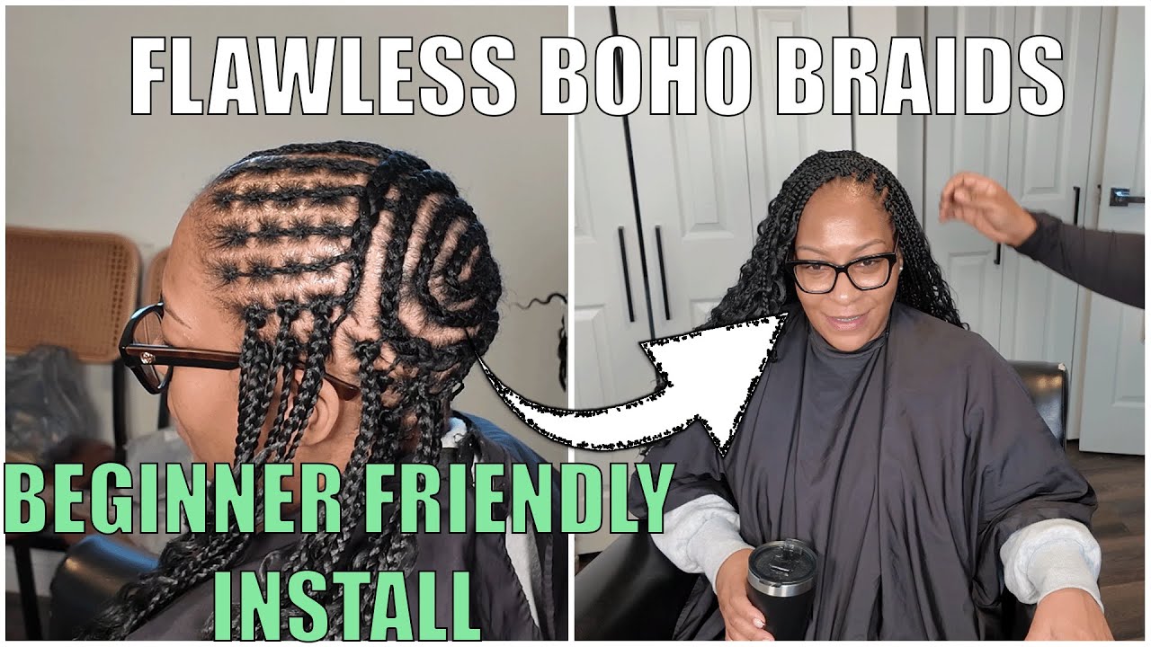 Installing Pre Looped Boho Crochet Box Braids on Illusion Crochet Braid Foundation