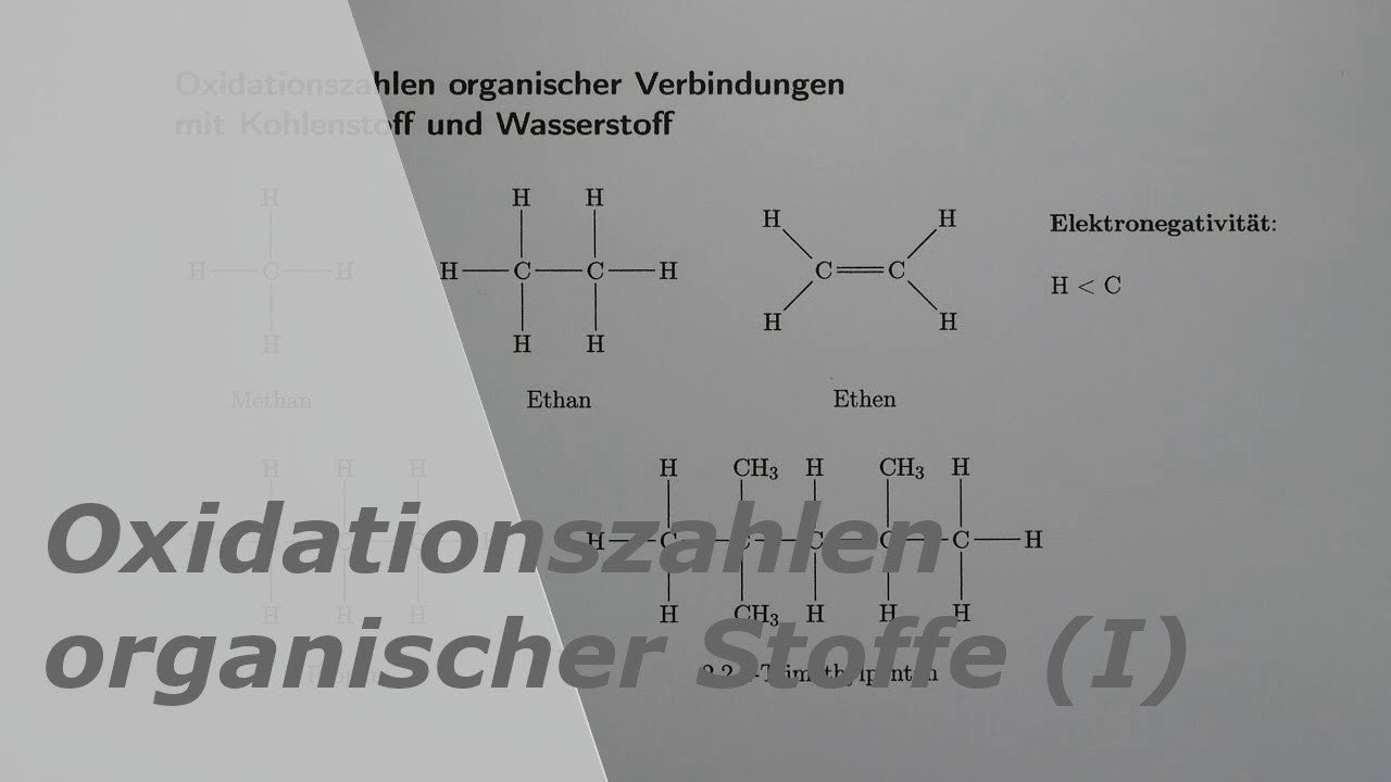 Oxidationszahlen organischer Verbindungen mit Kohlenstoff und Wasserstoff