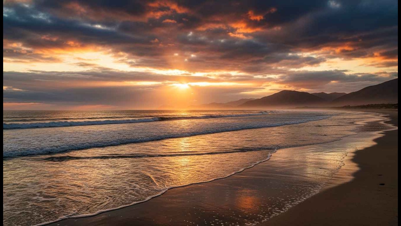 🕊️ Golden Ocean Sunset | Calming Flute Music, Wind, Waves & Water Sounds for Deep Sleep & Healing