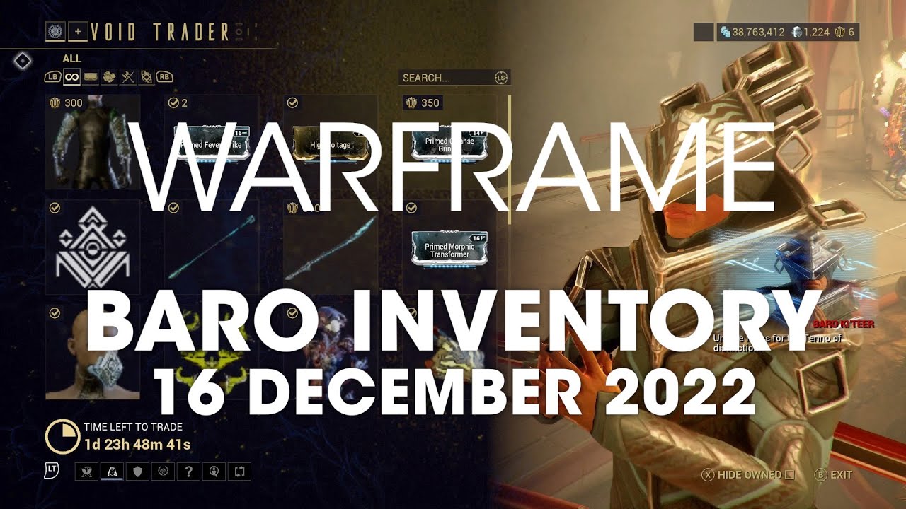 Baro Ki'Teer Warframe Location & Inventory 16 December 2022-Xbox One Series S X PS4 PS5 PC Steam