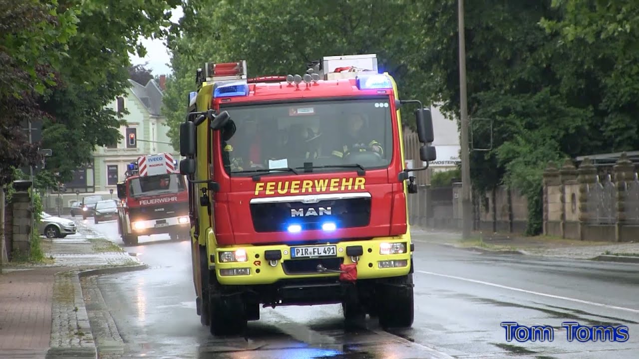 Einsatzfahrten Feuerwehr Pirna zu Rauchentwicklung aus E-Lok - 7.Juni 2015
