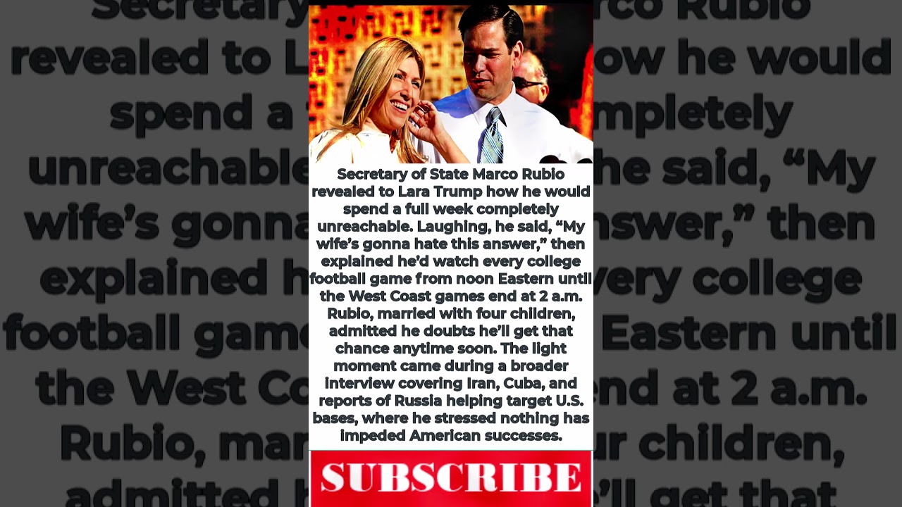 &ldquo;My Wife&rsquo;s Gonna Hate This&rdquo;: Marco Rubio&rsquo;s Perfect Week Off the Grid