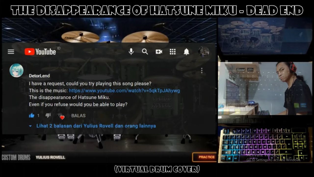 The disappearance of Hatsune Miku - DEAD END (Virtual Drum Cover by Yulius Rovell)