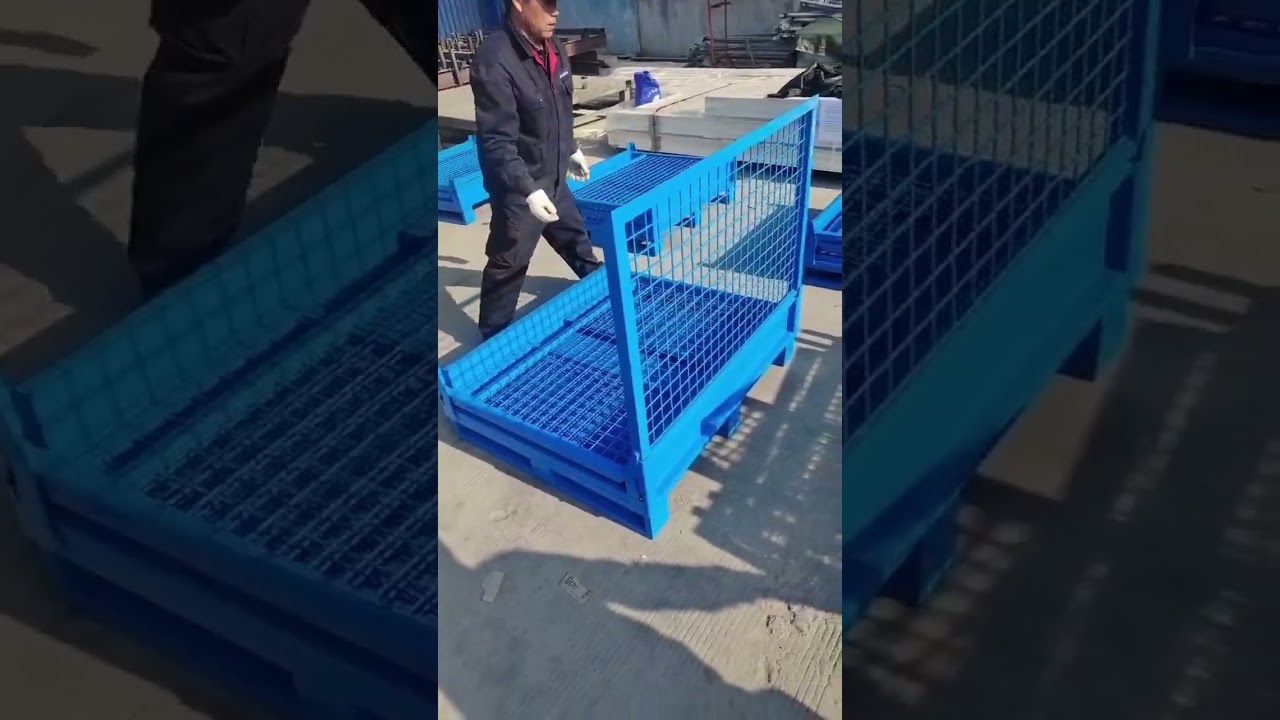 Warehouse Equipment Iron Wire Cage Mesh Foldable and Collapsible Container