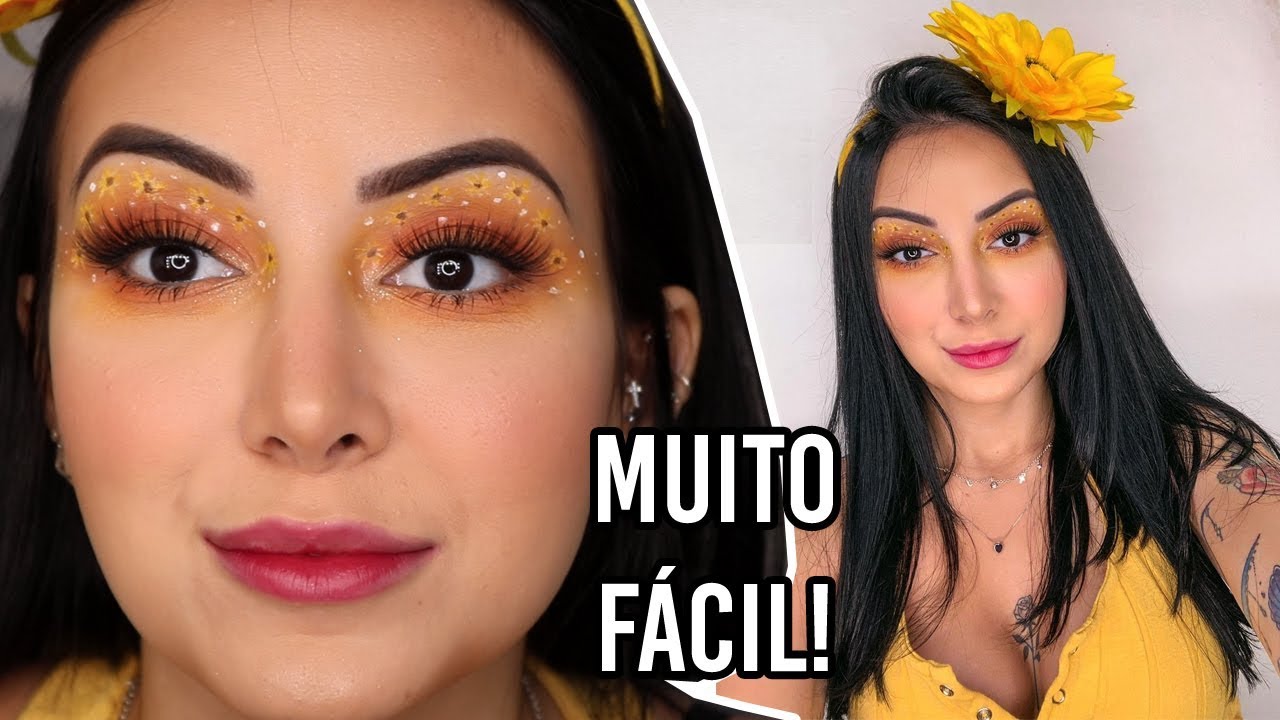 MAQUIAGEM DE GIRASSOL PARA O CARNAVAL