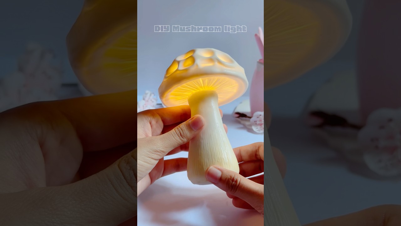Easy DIY mushroom night light using cold porcelain clay✨|