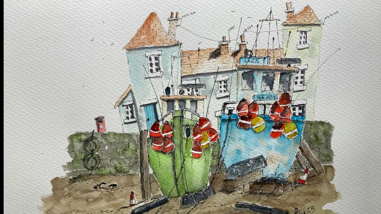Red Bike, Watercolour painting on Bockingford paper..