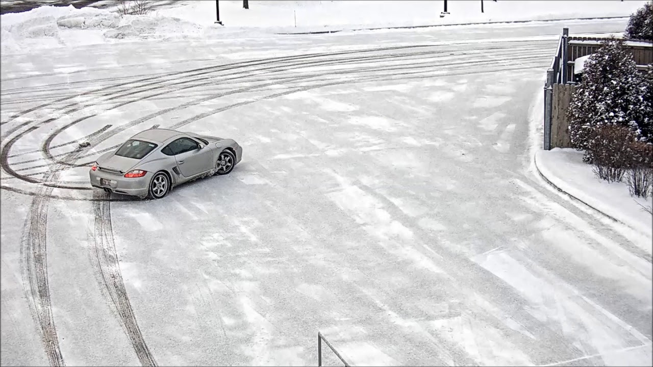 Security cam caught 987 playing in snow.
