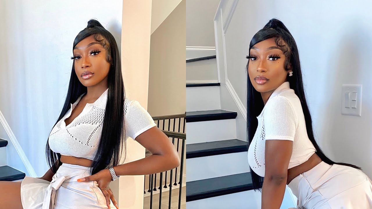 Half up & down Swoop Install on frontal wig FT SLOVE Hair