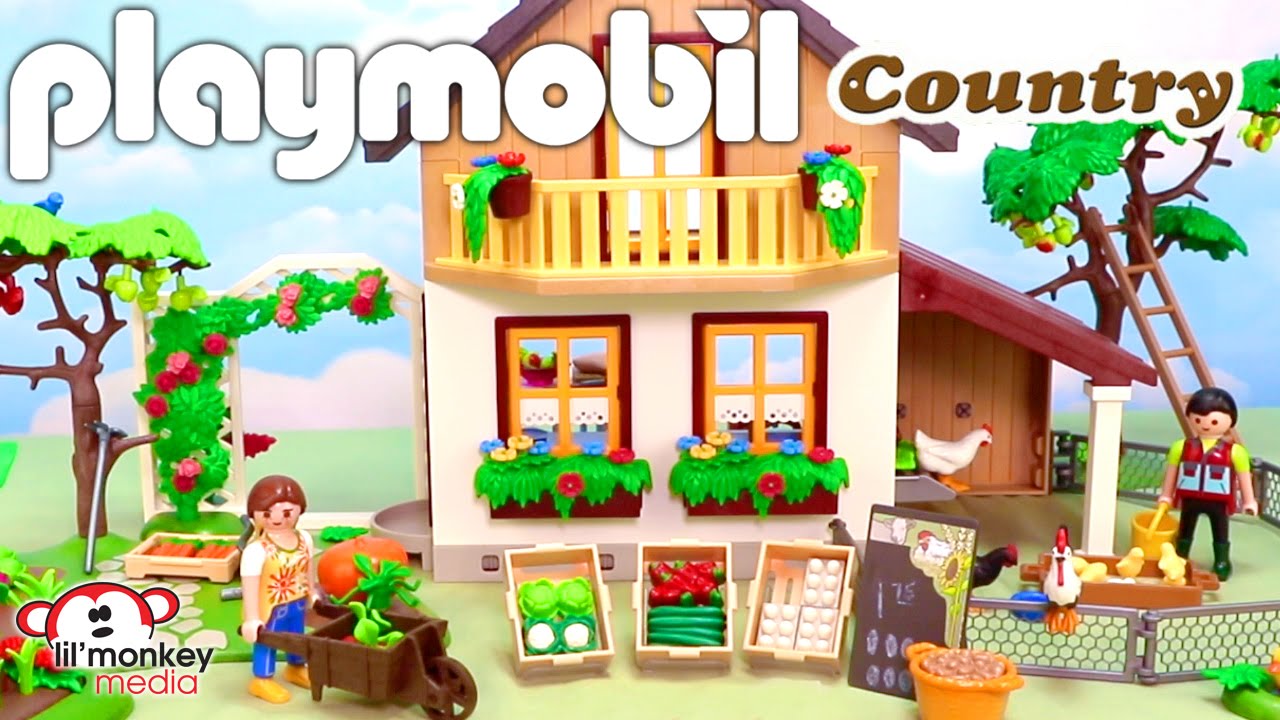Playmobil Country Farmhouse with Market and Vegetable Garden with Apple Tree Add-on Set!