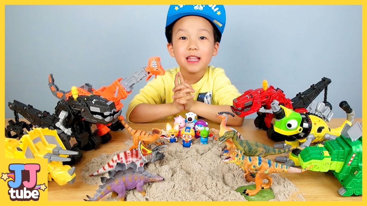 다이노트럭 친구들!  공룡 친구들을 구해줘!! Dinotrux Toy & Play [제이제이 튜브-JJ tube]