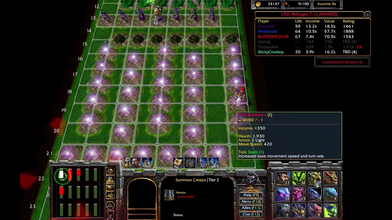 Warcraft 3 - Line Tower Wars - EPIC COMEBACK AND WIN!!