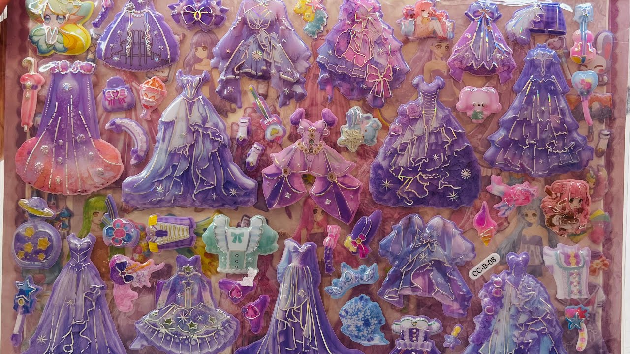 {MoyASMR} 🧸✨ Purple Sticker World 💜 | Dress Up Dolls & Fashion Fun 👗🌸