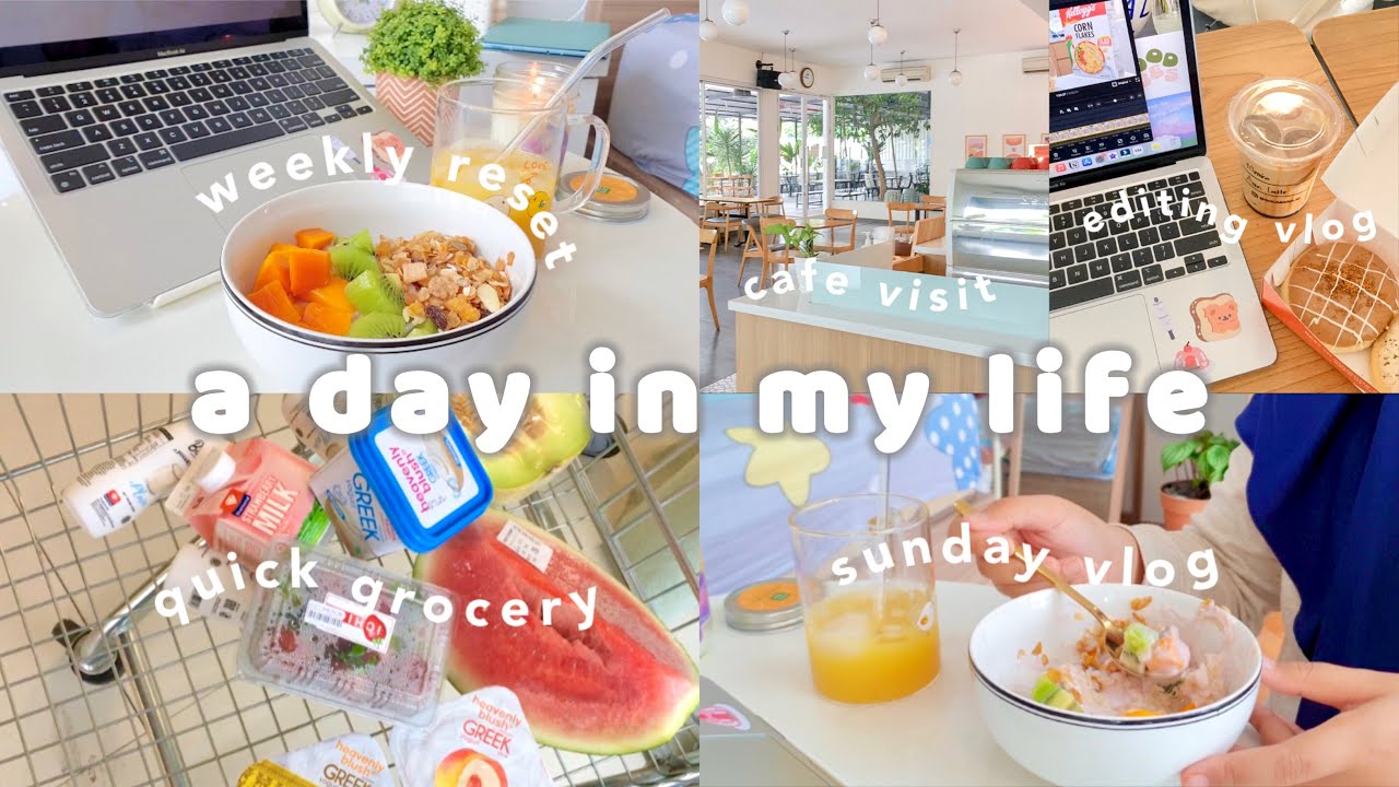A day in my life:weekly reset,quick grocery, self care, cafe vlog, editing my video🍜🍩👩🏼‍💻