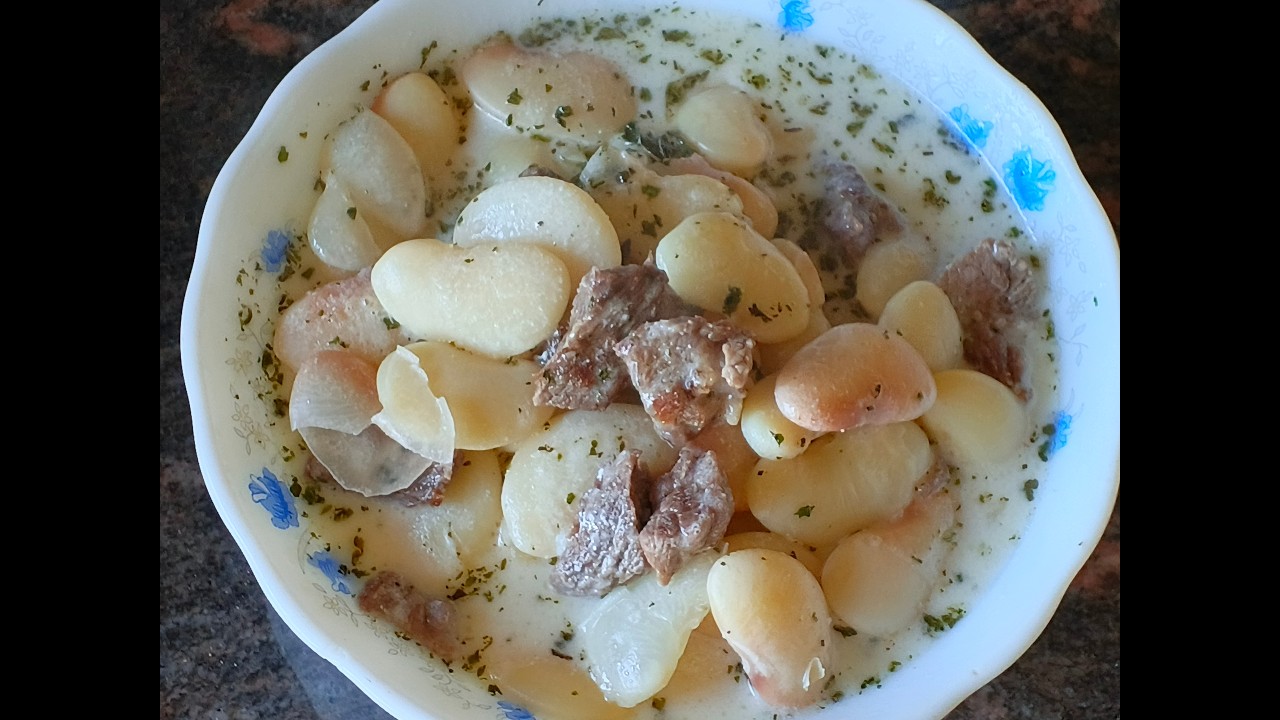 افطار رمضاني متكامل 👍غني بالبروتين👇 مشبع وخفيف علي المعده 😋فاصوليا عريضه باللبن من الذ مايكون😍